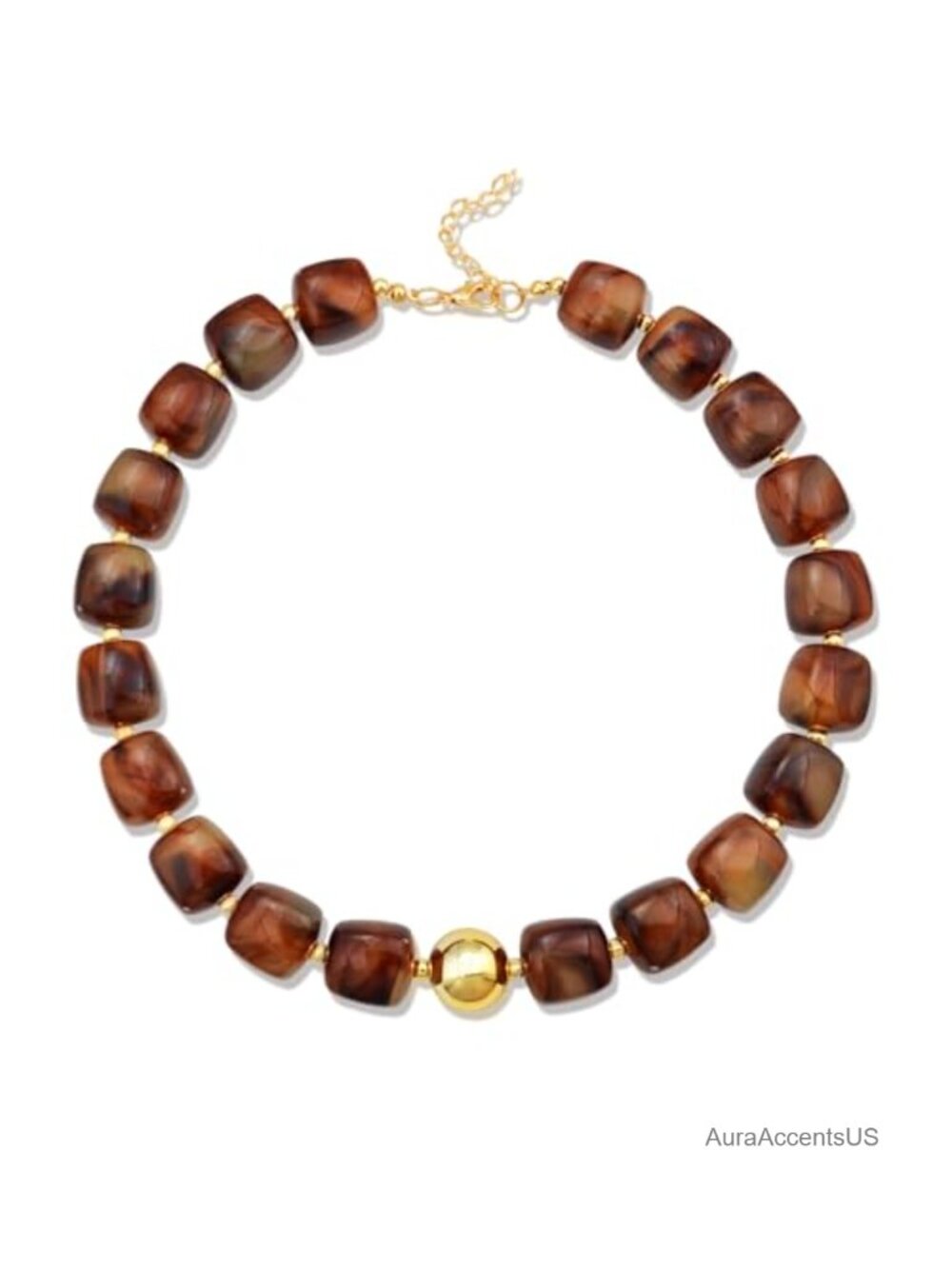 Chunky Handmade Resin Beaded Necklace for Women Boho Beach Jewelry